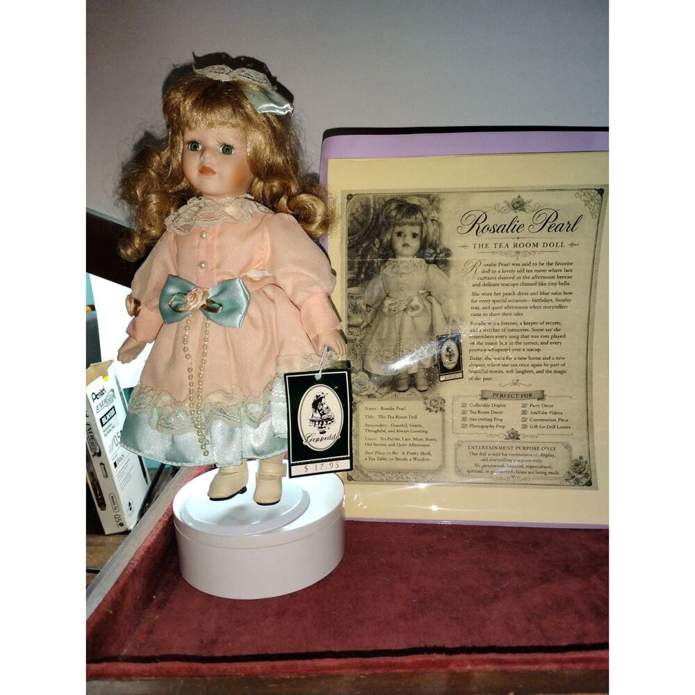 Rosalie Pearl Collectible Story Doll Tea Room Doll Peach Dress w/ Tag